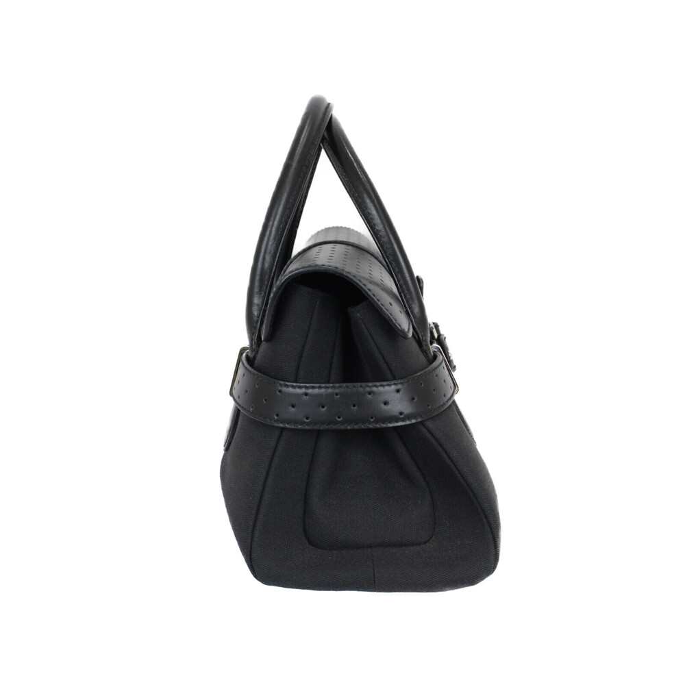 Gucci Leather Handbag Double Black Canvas GG